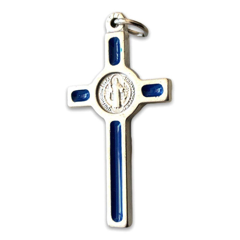 Blue Cross St. Benedict - Tiny Pendant - Rosary Parts - Crucifix | Catholically