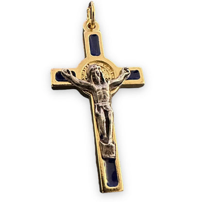 Blue Cross St. Benedict - Tiny Pendant - Rosary Parts - Crucifix | Catholically