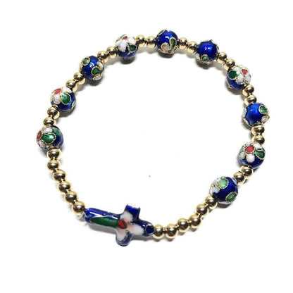 Blue Elastic Stretch Bracelet Cloisonne - Blessed By Pope | Catholically