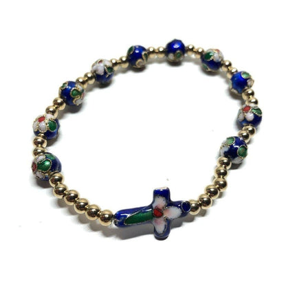 Blue Elastic Stretch Bracelet Cloisonne - Blessed By Pope | Catholically