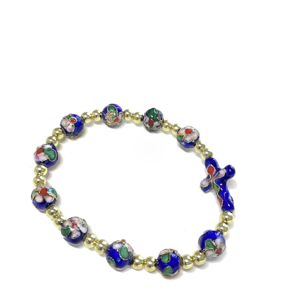 Blue Elastic Stretch Bracelet Cloisonne - Blessed By Pope | Catholically