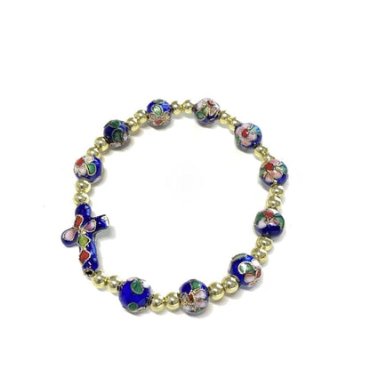 Blue Elastic Stretch Bracelet Cloisonne - Blessed By Pope | Catholically