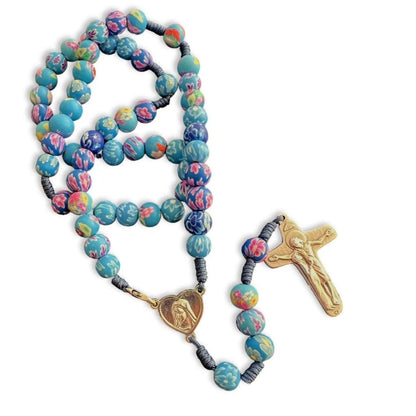 Blue Rosary Hand Made By Nun Of Medjugorje - Blessed by Pope | Catholically