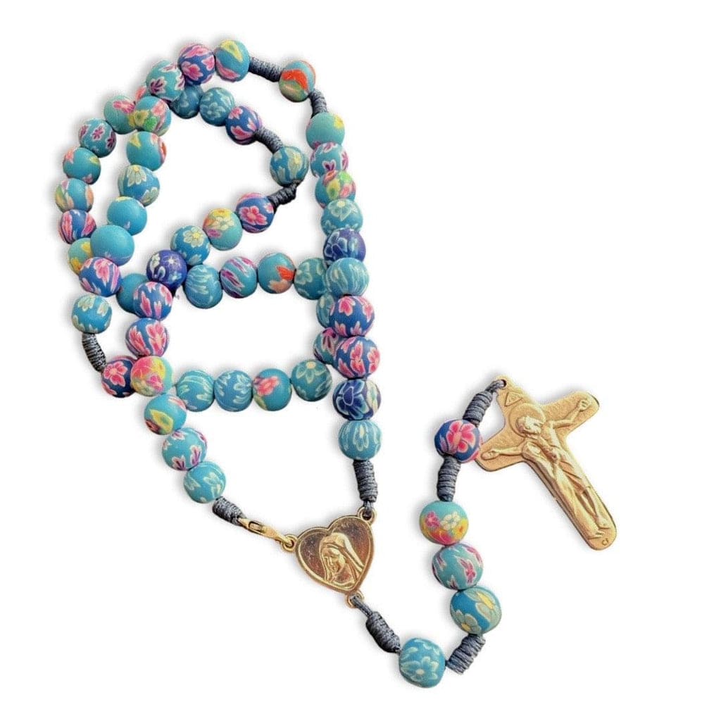 Blue Rosary Hand Made By Nun Of Medjugorje - Blessed by Pope | Catholically