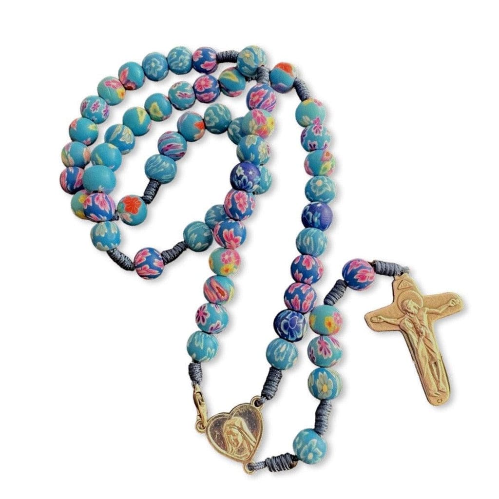 Blue Rosary Hand Made By Nun Of Medjugorje - Blessed by Pope | Catholically