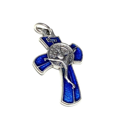 Blue Small St. Benedict Crucifix - Exorcism- Cross - Blessed By Pope | Catholically
