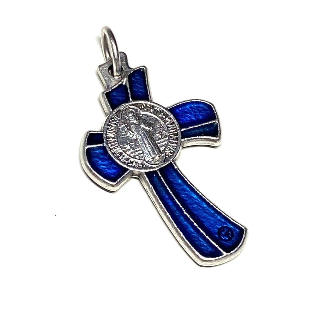 Blue Small St. Benedict Crucifix - Exorcism- Cross - Blessed By Pope | Catholically