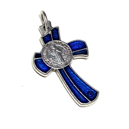 Blue Small St. Benedict Crucifix - Exorcism- Cross - Blessed By Pope | Catholically