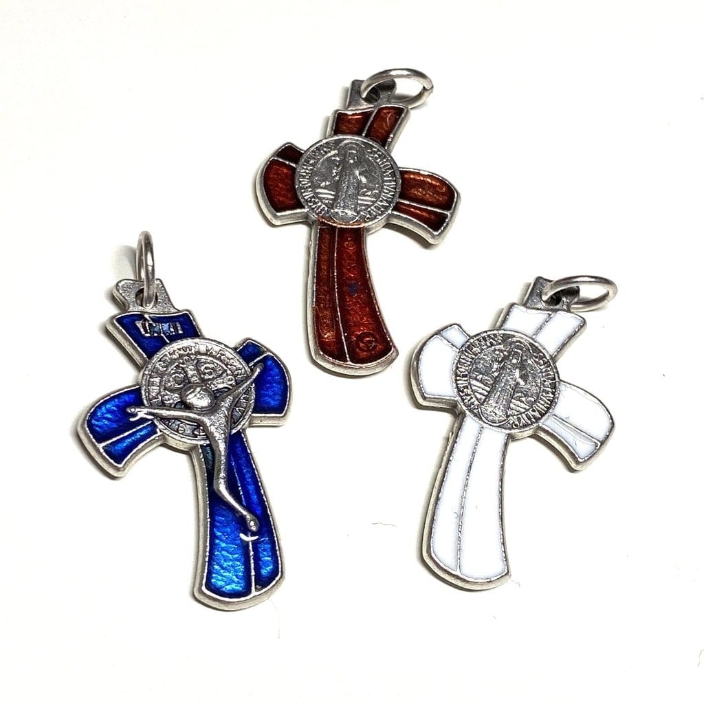 Blue Small St. Benedict Crucifix - Exorcism- Cross - Blessed By Pope | Catholically