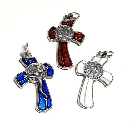 Blue Small St. Benedict Crucifix - Exorcism- Cross - Blessed By Pope | Catholically