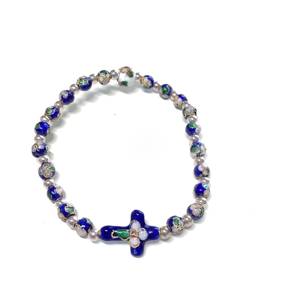 Blue Stretch Bracelet Cloisonne - Blessed By Pope - Catholic Bracelet | Catholically