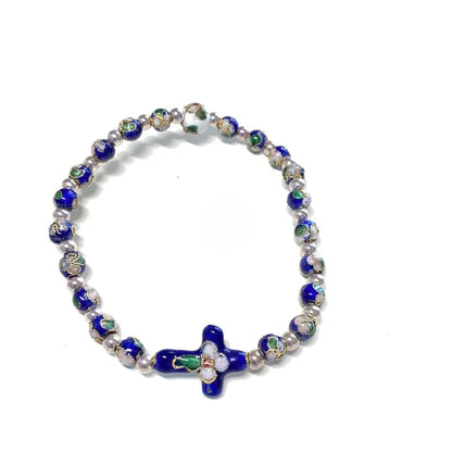 Blue Stretch Bracelet Cloisonne - Blessed By Pope - Catholic Bracelet | Catholically