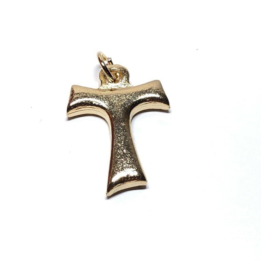 Blue Tau Cross Blessed by Pope Small Pax Et Bonum Franciscan Crucifix | Catholically