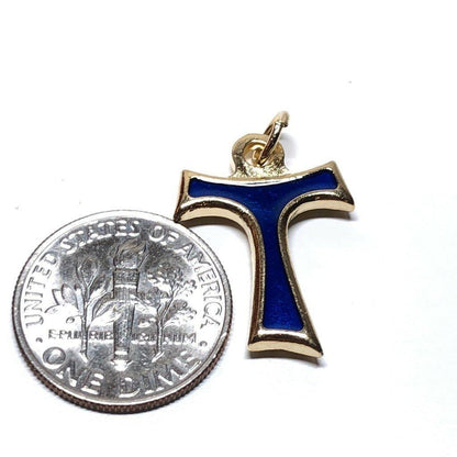 Blue Tau Cross Blessed by Pope Small Pax Et Bonum Franciscan Crucifix | Catholically