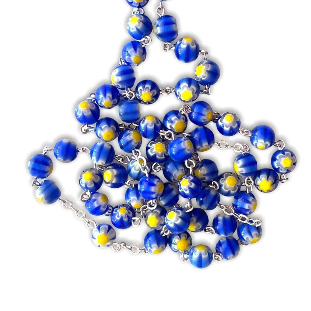 Blue Venetian Glass Murrina - St. John Paul II Relic Rosary | Catholically