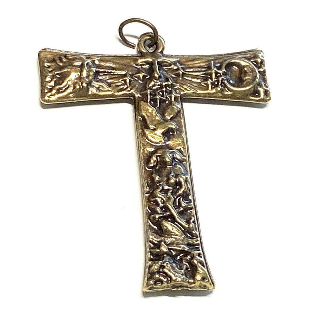 Bronze Franciscan Cross - St.Francis Of Assisi Crucifix -Rosary Part Pendant Tau | Catholically