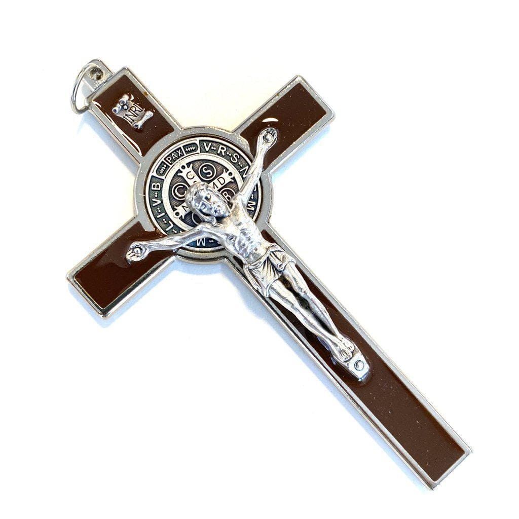 Brown  4 1/2" St. Benedict Crucifix - Exorcism Cross  - Blessed - San Benito Cruz | Catholically