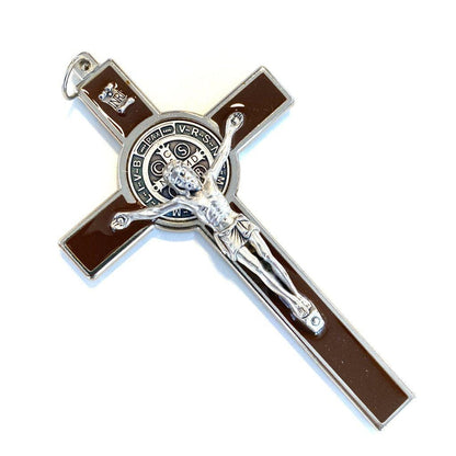 Brown  4 1/2" St. Benedict Crucifix - Exorcism Cross  - Blessed - San Benito Cruz | Catholically