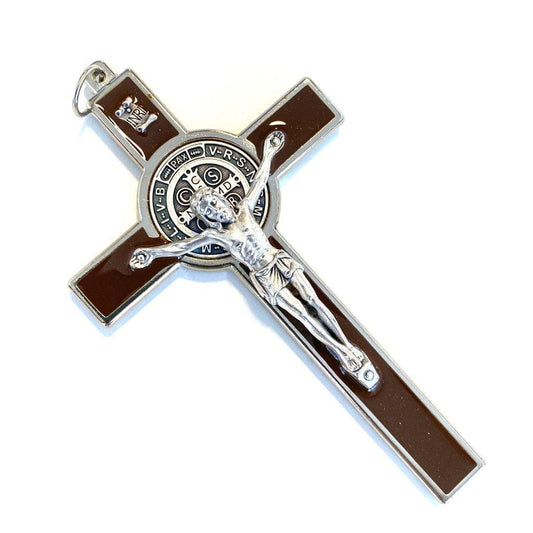 Brown  4 1/2" St. Benedict Crucifix - Exorcism Cross  - Blessed - San Benito Cruz | Catholically