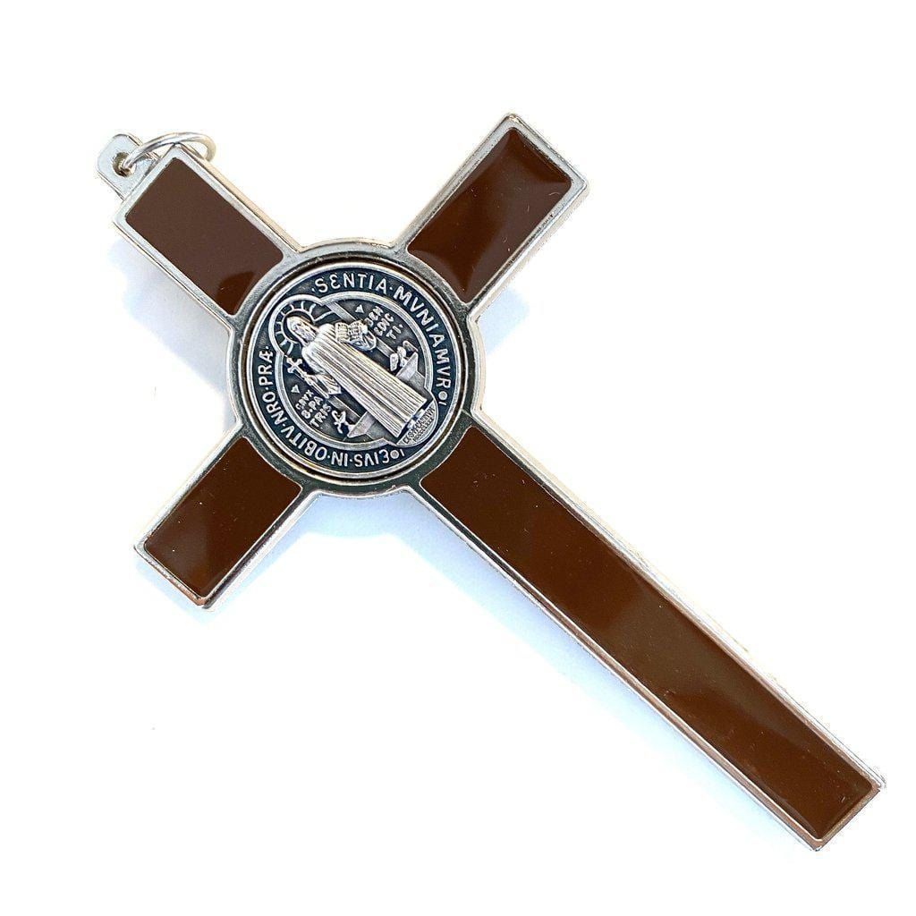 Brown  4 1/2" St. Benedict Crucifix - Exorcism Cross  - Blessed - San Benito Cruz | Catholically