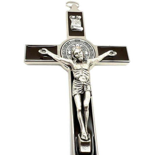 Brown 7.5" St. Benedict Cross Crucifix -Exorcism cross -Blessed -San Benito | Catholically