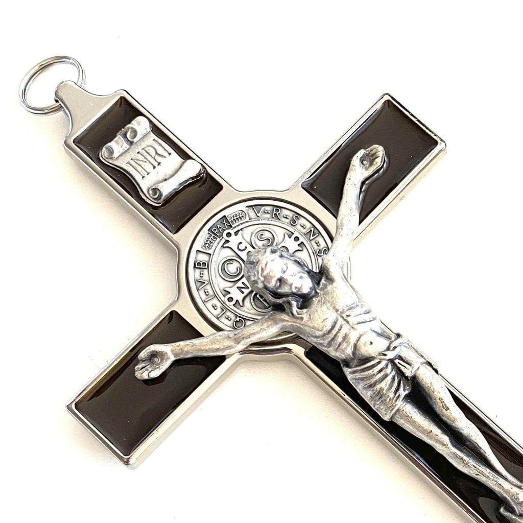 Brown 7.5" St. Benedict Cross Crucifix -Exorcism cross -Blessed -San Benito | Catholically
