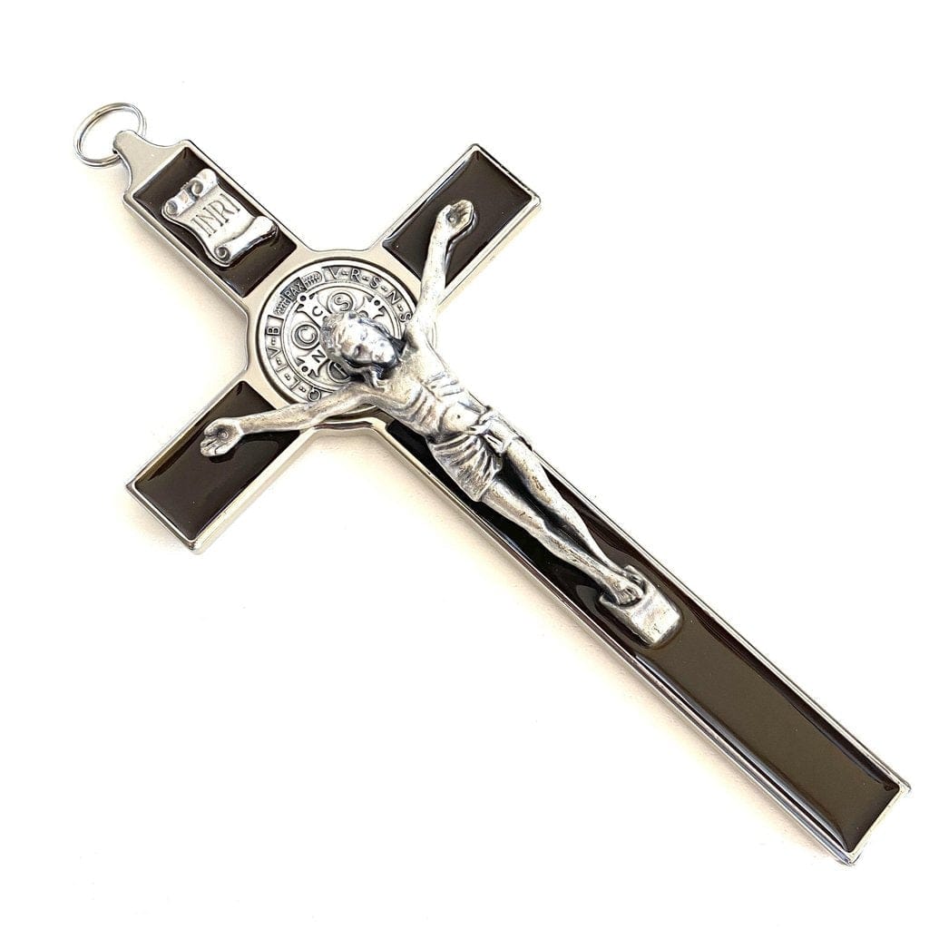 Brown 7.5" St. Benedict Cross Crucifix -Exorcism cross -Blessed -San Benito | Catholically
