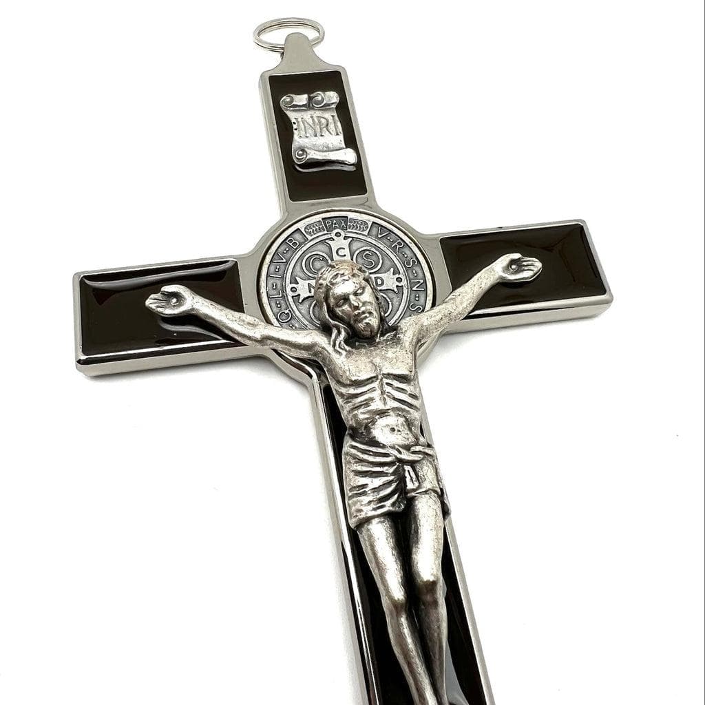 Brown 7.5" St. Benedict Cross Crucifix -Exorcism cross -Blessed -San Benito | Catholically