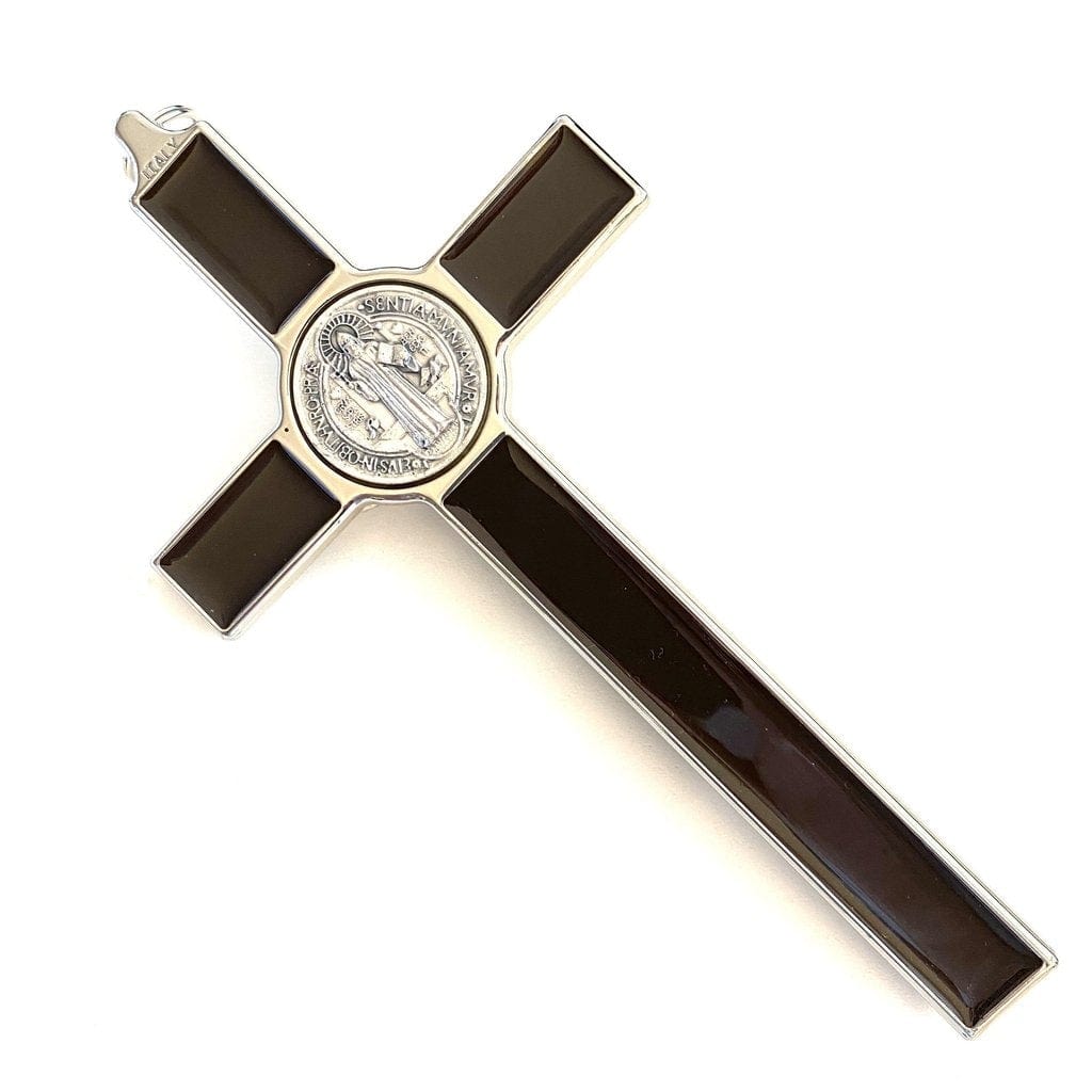 Brown 7.5" St. Benedict Cross Crucifix -Exorcism cross -Blessed -San Benito | Catholically