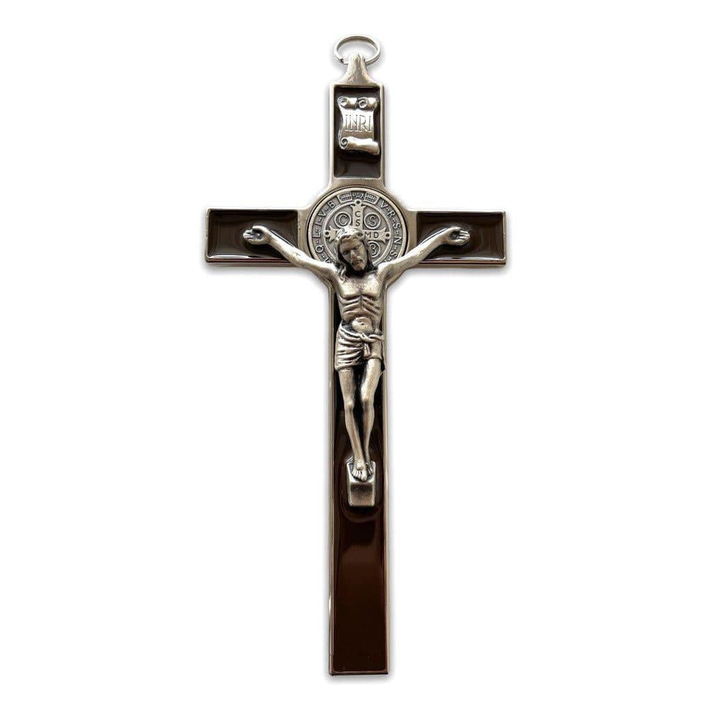 Brown 7.5" St. Benedict Cross Crucifix -Exorcism cross -Blessed -San Benito | Catholically