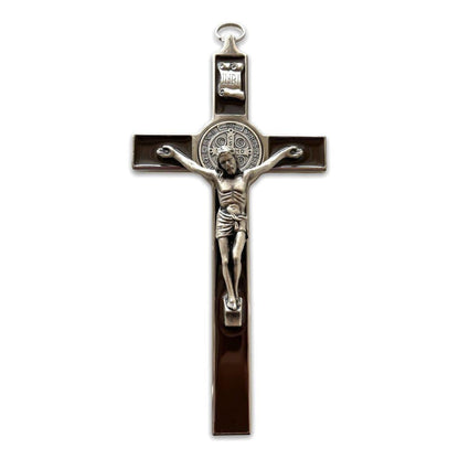 Brown 7.5" St. Benedict Cross Crucifix -Exorcism cross -Blessed -San Benito | Catholically