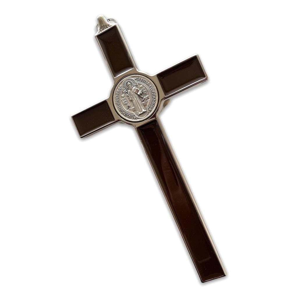 Brown 7.5" St. Benedict Cross Crucifix -Exorcism cross -Blessed -San Benito | Catholically