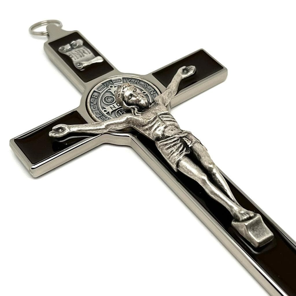 Brown 7.5" St. Benedict Cross Crucifix -Exorcism cross -Blessed -San Benito | Catholically