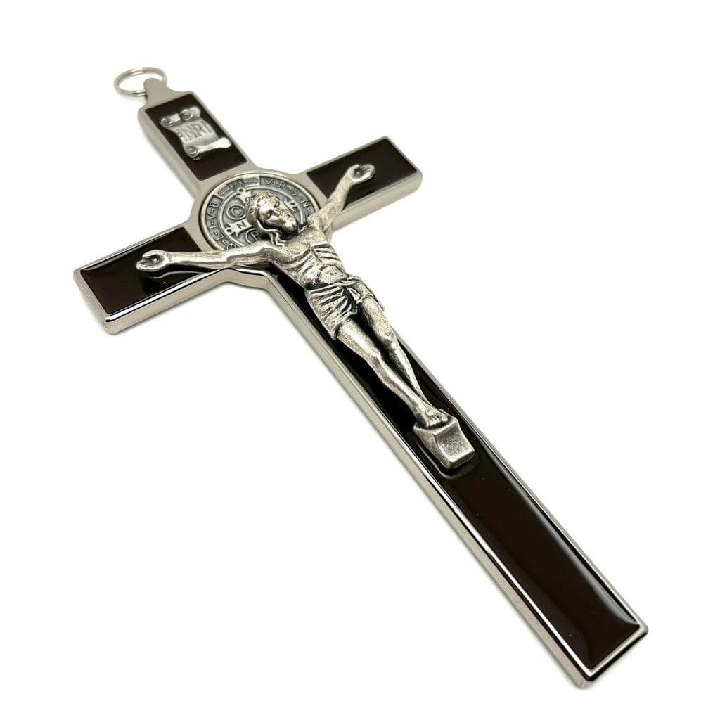 Brown 7.5" St. Benedict Cross Crucifix -Exorcism cross -Blessed -San Benito | Catholically