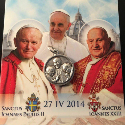 Canonization St. John XXIII & St. John Paul II + Pope Francis - Blessed Medal | Catholically