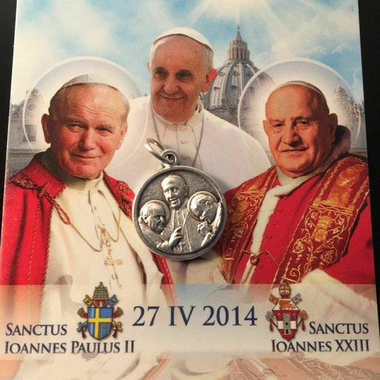 Canonization St. John XXIII & St. John Paul II + Pope Francis - Blessed Medal | Catholically
