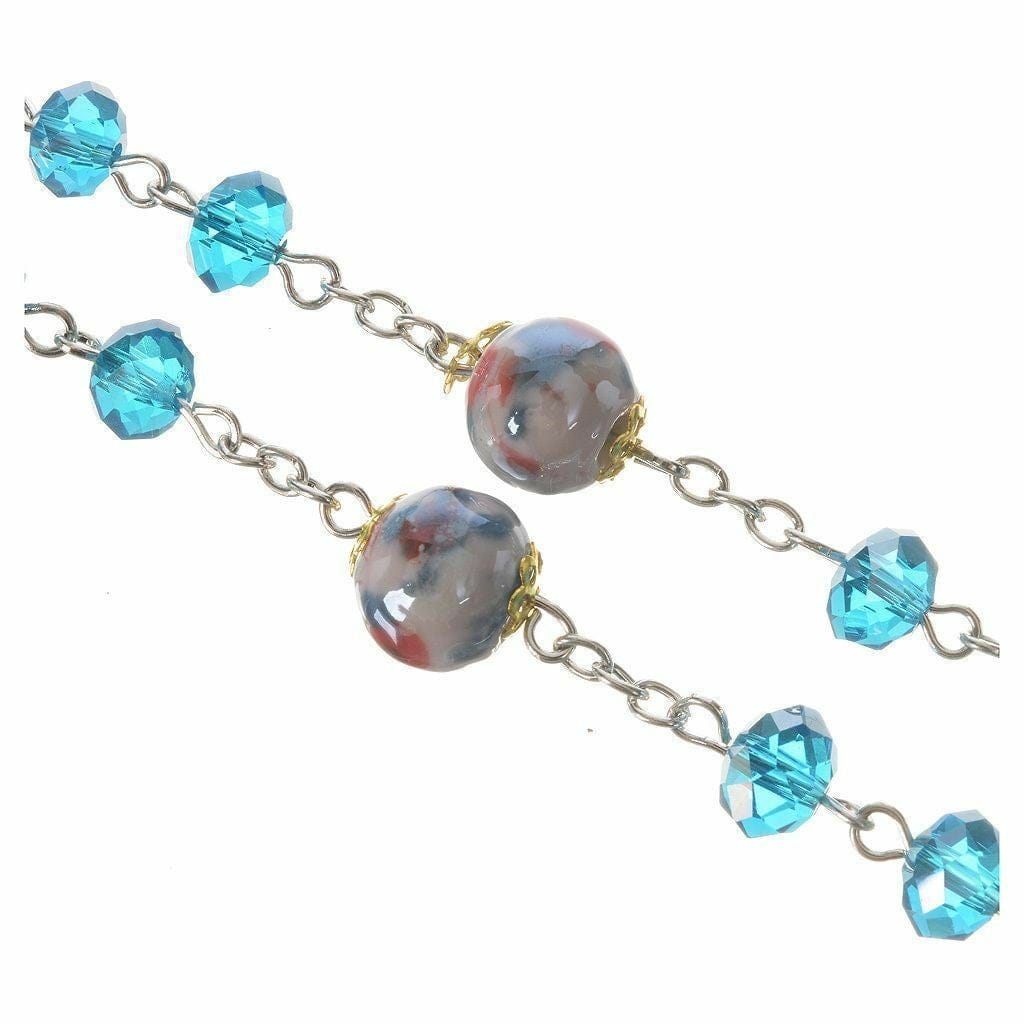 Catholic Virgin Mary Aqua Shiny Crystal Beads Women Rosary Blessed By Pope | Catholically