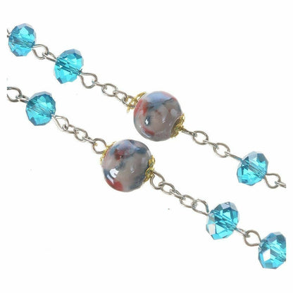 Catholic Virgin Mary Aqua Shiny Crystal Beads Women Rosary Blessed By Pope | Catholically