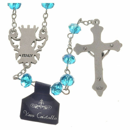 Catholic Virgin Mary Aqua Shiny Crystal Beads Women Rosary Blessed By Pope | Catholically