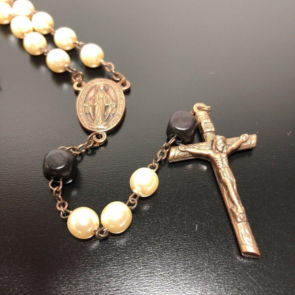 Catholic Virgin Mary Miraculous Medal Mop Mother Pearl Rosary Blessed By Pope | Catholically