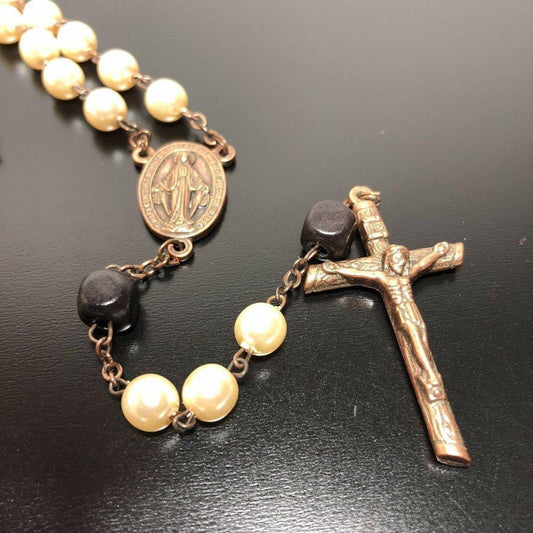 Catholic Virgin Mary Miraculous Medal Mop Mother Pearl Rosary Blessed By Pope | Catholically