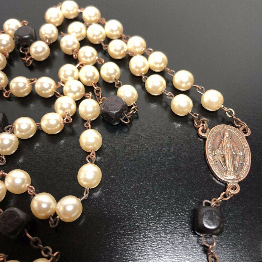 Catholic Virgin Mary Miraculous Medal Mop Mother Pearl Rosary Blessed By Pope | Catholically