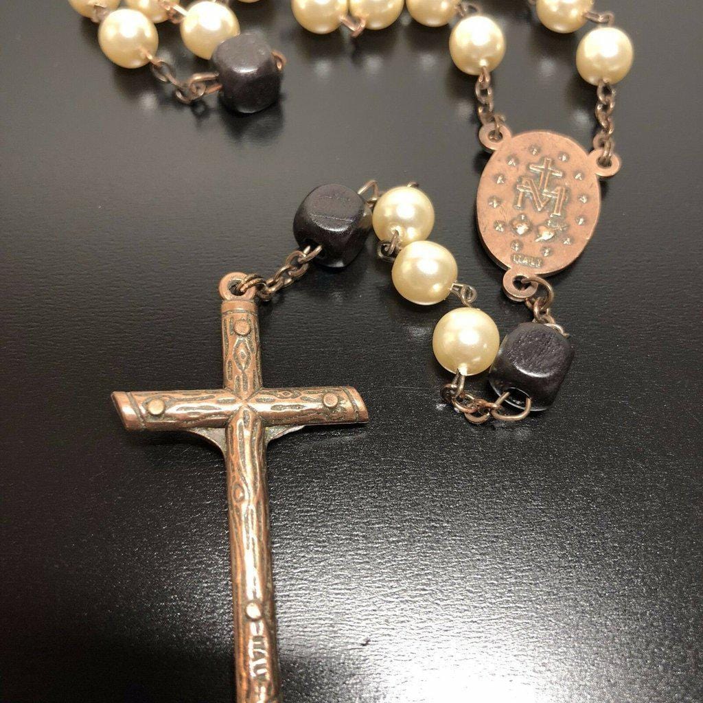 Catholic Virgin Mary Miraculous Medal Mop Mother Pearl Rosary Blessed By Pope | Catholically