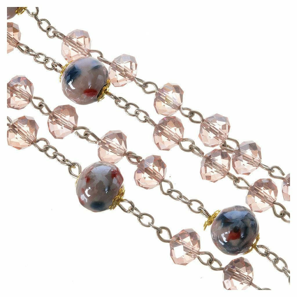 Catholic Virgin Mary Pink Shiny Crystal Beads Women Rosary Blessed By Pope | Catholically