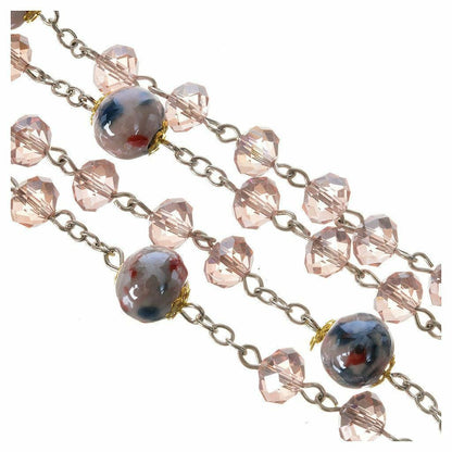 Catholic Virgin Mary Pink Shiny Crystal Beads Women Rosary Blessed By Pope | Catholically