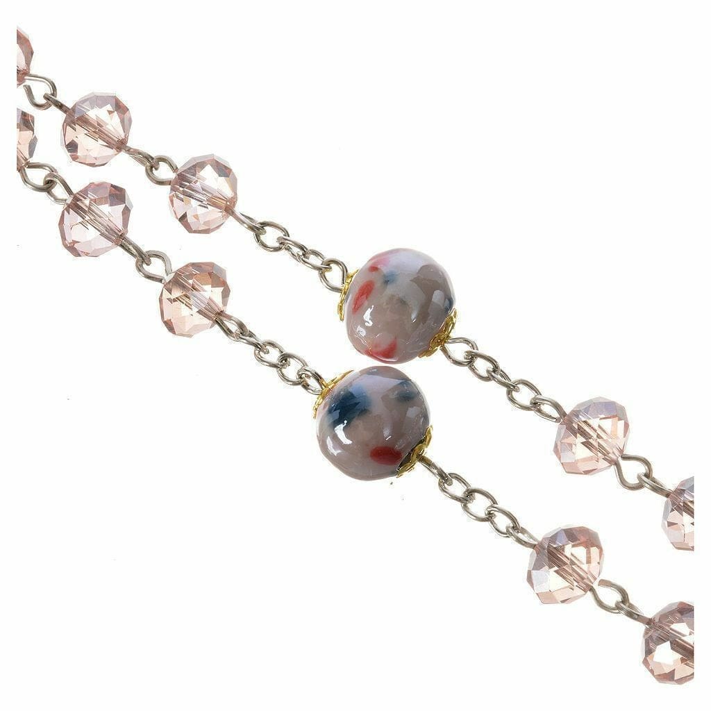 Catholic Virgin Mary Pink Shiny Crystal Beads Women Rosary Blessed By Pope | Catholically