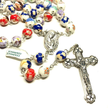 Ceramic Rosary - Catholic Prayer Beads - Blessed by Pope - Multicolor | Catholically