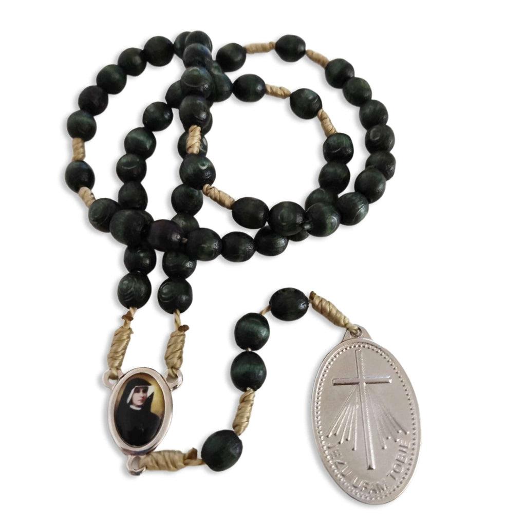 Chaplet with St. Faustina relic medal - Divine Mercy Rosary | Catholically