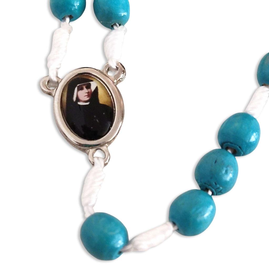 Chaplet with St. Faustina relic medal - Divine Mercy Rosary | Catholically