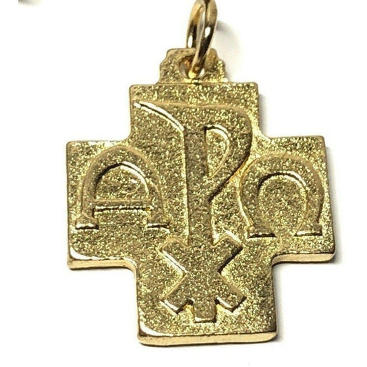 Chi Rho - Cross Blessed by Pope - Brass Medal - Pendant | Catholically